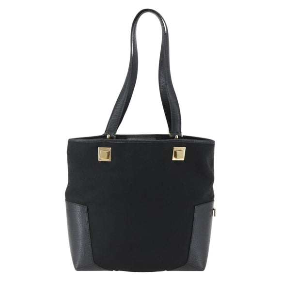 Salvatore Ferragamo Tote Bag Canvas Black Gold Auth bs33228