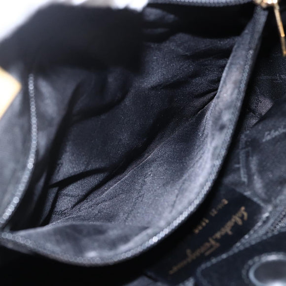 Salvatore Ferragamo Tote Bag Canvas Black Gold Auth bs33228
