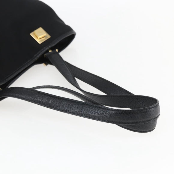 Salvatore Ferragamo Tote Bag Canvas Black Gold Auth bs33228