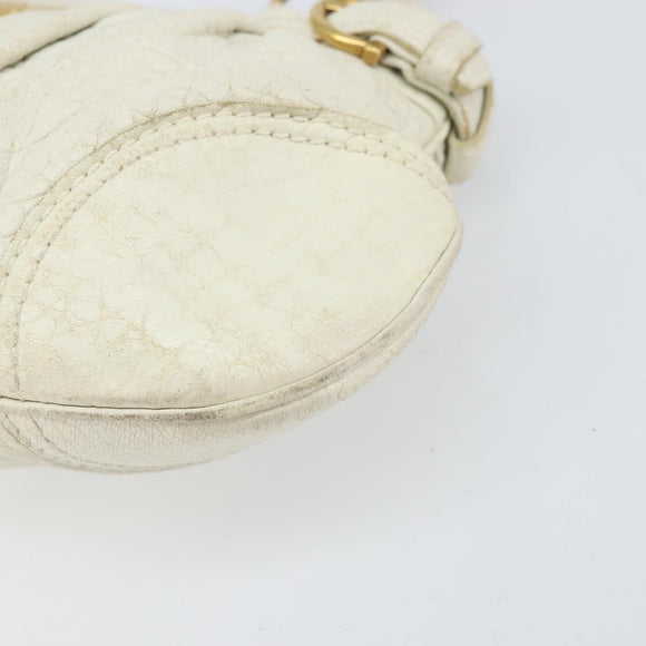 Salvatore Ferragamo Handtasche Leder Weiß Gold Auth bs33230