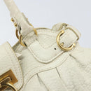 Salvatore Ferragamo Handtasche Leder Weiß Gold Auth bs33230-17
