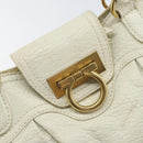 Salvatore Ferragamo Handtasche Leder Weiß Gold Auth bs33230-18