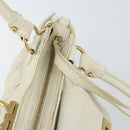 Salvatore Ferragamo Handtasche Leder Weiß Gold Auth bs33230-20