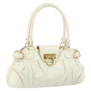 Salvatore Ferragamo Handtasche Leder Weiß Gold Auth bs33230-1
