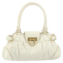 Salvatore Ferragamo Handtasche Leder Weiß Gold Auth bs33230-13