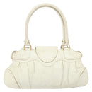 Salvatore Ferragamo Handtasche Leder Weiß Gold Auth bs33230-2