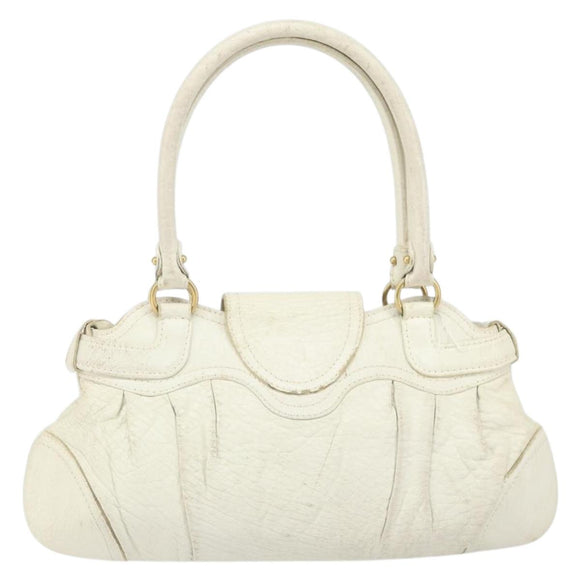 Salvatore Ferragamo Handtasche Leder Weiß Gold Auth bs33230