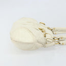 Salvatore Ferragamo Handtasche Leder Weiß Gold Auth bs33230-3