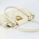 Salvatore Ferragamo Handtasche Leder Weiß Gold Auth bs33230-6