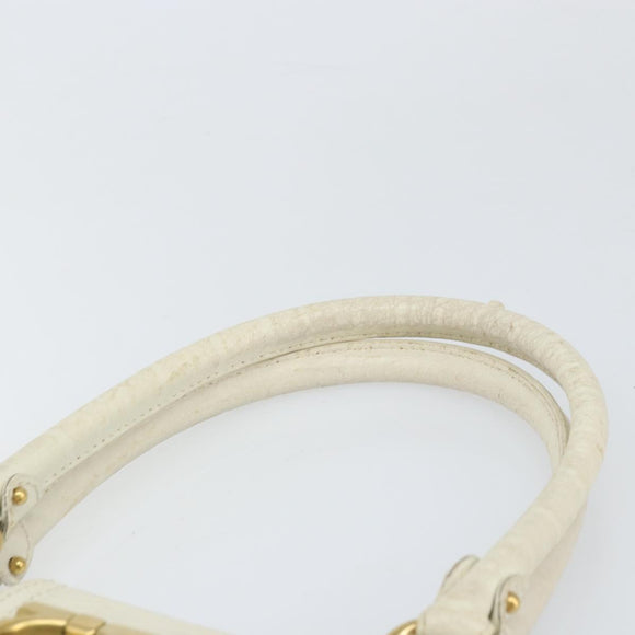 Salvatore Ferragamo Handtasche Leder Weiß Gold Auth bs33230