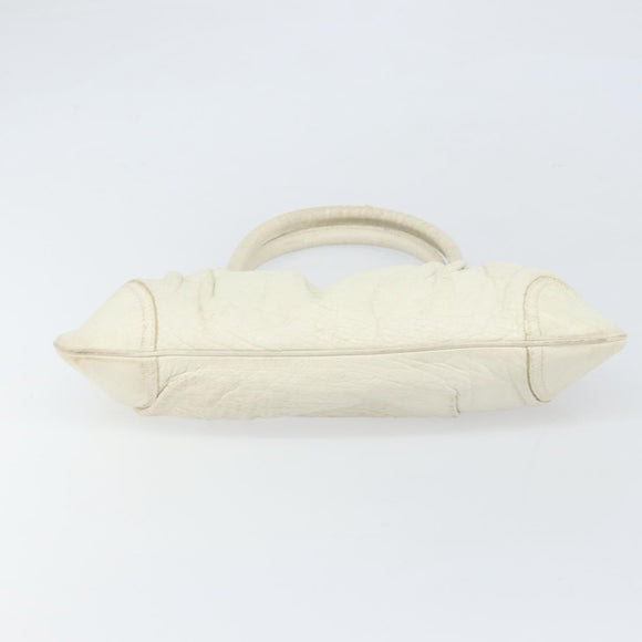 Salvatore Ferragamo Handtasche Leder Weiß Gold Auth bs33230