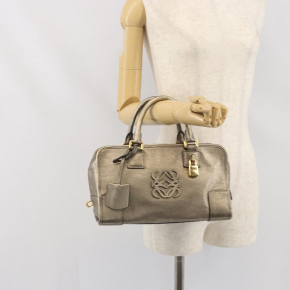 LOEWE Amazonas Hand Bag Leather Gold Tone Auth bs33234