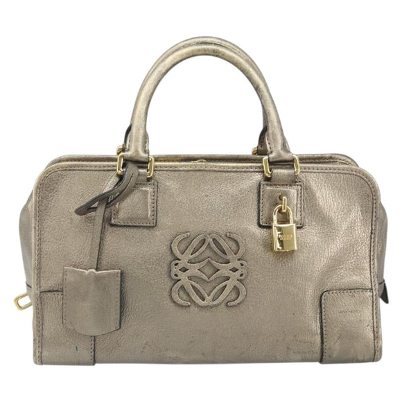 LOEWE Amazonas Hand Bag Leather Gold Tone Auth bs33234