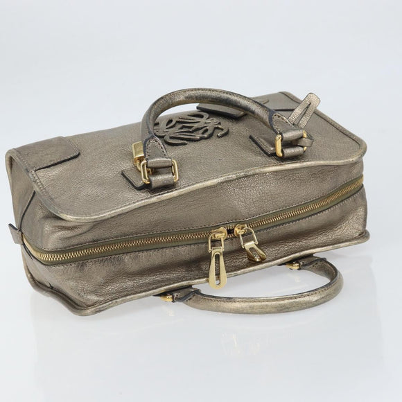 LOEWE Amazonas Hand Bag Leather Gold Tone Auth bs33234
