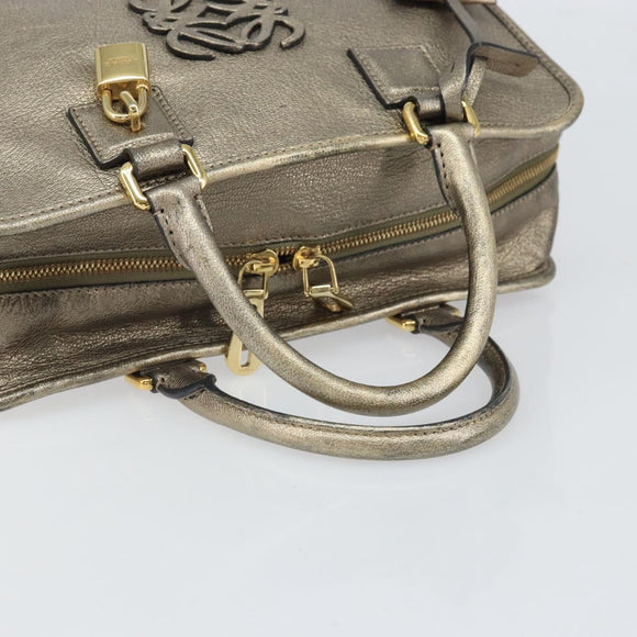 LOEWE Amazonas Hand Bag Leather Gold Tone Auth bs33234