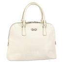 Salvatore Ferragamo Hand Bag Leather White Silver Auth bs33235-1