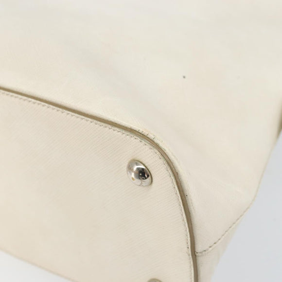Salvatore Ferragamo Hand Bag Leather White Silver Auth bs33235