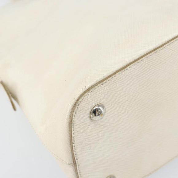 Salvatore Ferragamo Hand Bag Leather White Silver Auth bs33235