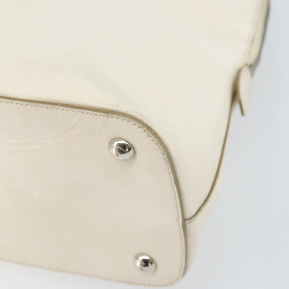 Salvatore Ferragamo Hand Bag Leather White Silver Auth bs33235