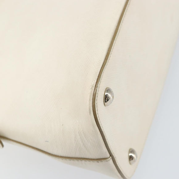 Salvatore Ferragamo Hand Bag Leather White Silver Auth bs33235