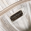 Salvatore Ferragamo Hand Bag Leather White Silver Auth bs33235-16