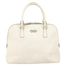 Salvatore Ferragamo Hand Bag Leather White Silver Auth bs33235-2