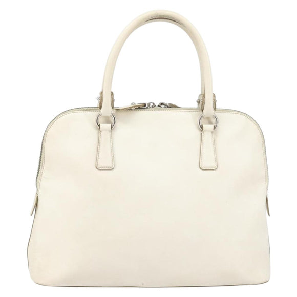 Salvatore Ferragamo Hand Bag Leather White Silver Auth bs33235