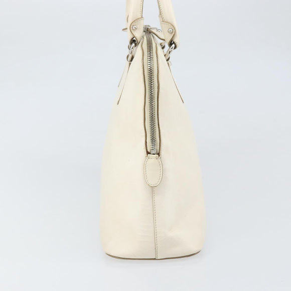 Salvatore Ferragamo Hand Bag Leather White Silver Auth bs33235