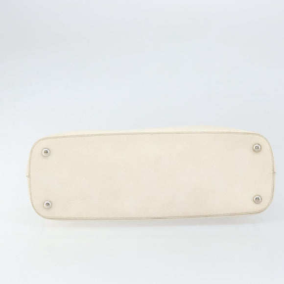 Salvatore Ferragamo Hand Bag Leather White Silver Auth bs33235