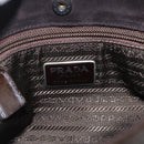 PRADA Hand Bag Leather Brown Silver Auth bs33238-17
