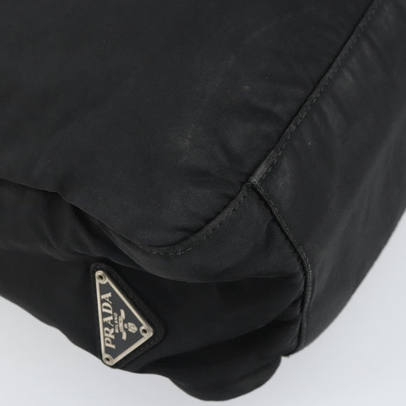 PRADA Tragetasche Nylon Schwarz Silber Auth bs33240
