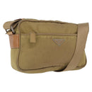 PRADA Shoulder Bag Nylon Beige Silver Auth bs33242-1
