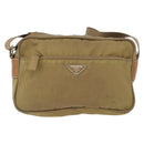 PRADA Shoulder Bag Nylon Beige Silver Auth bs33242-2