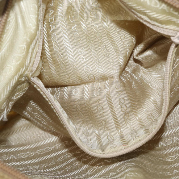 PRADA Shoulder Bag Nylon Beige Silver Auth bs33242