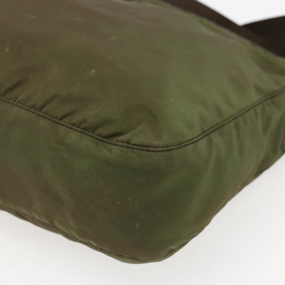 PRADA Umhängetasche Nylon Khaki Silber Auth bs33243