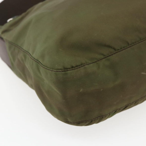 PRADA Umhängetasche Nylon Khaki Silber Auth bs33243