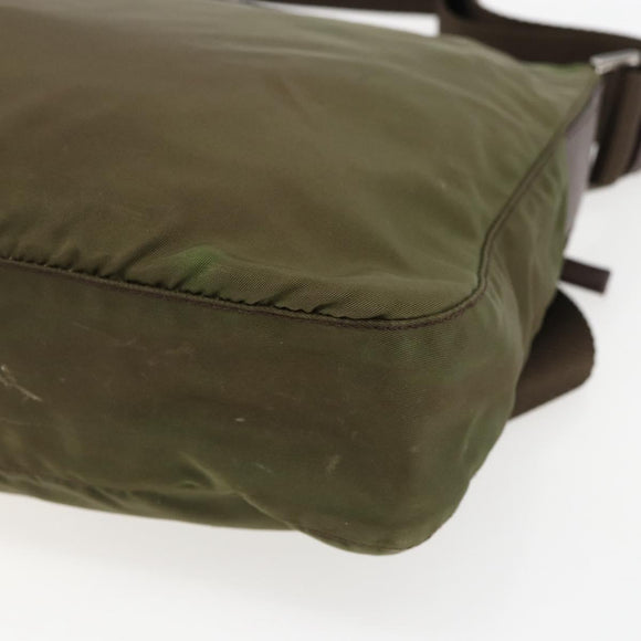 PRADA Umhängetasche Nylon Khaki Silber Auth bs33243