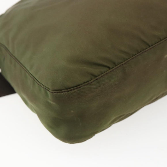 PRADA Umhängetasche Nylon Khaki Silber Auth bs33243
