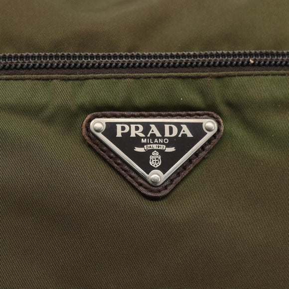 PRADA Umhängetasche Nylon Khaki Silber Auth bs33243