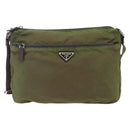 PRADA Umhängetasche Nylon Khaki Silber Auth bs33243-13
