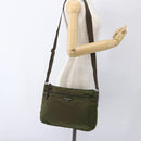 PRADA Umhängetasche Nylon Khaki Silber Auth bs33243-25