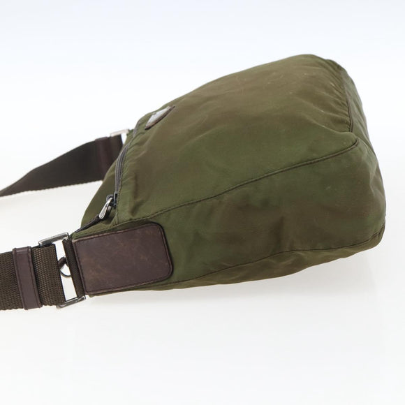 PRADA Umhängetasche Nylon Khaki Silber Auth bs33243