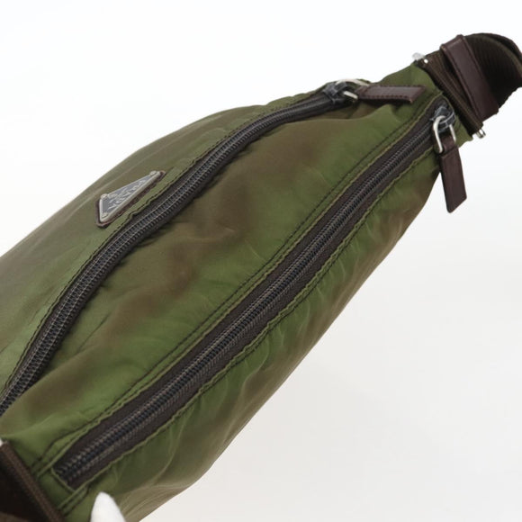 PRADA Umhängetasche Nylon Khaki Silber Auth bs33243