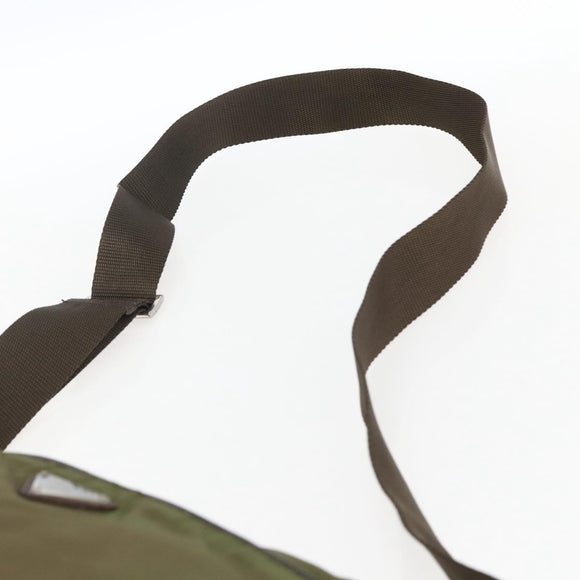 PRADA Umhängetasche Nylon Khaki Silber Auth bs33243