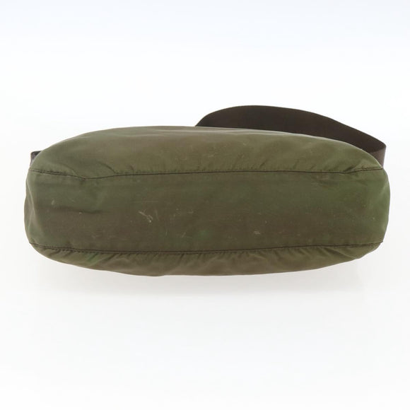 PRADA Umhängetasche Nylon Khaki Silber Auth bs33243