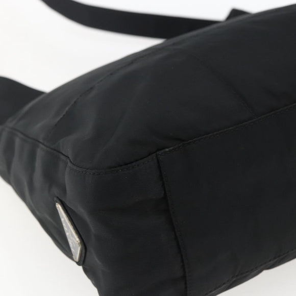 PRADA Tote Bag Nylon Black Silver Auth bs33244