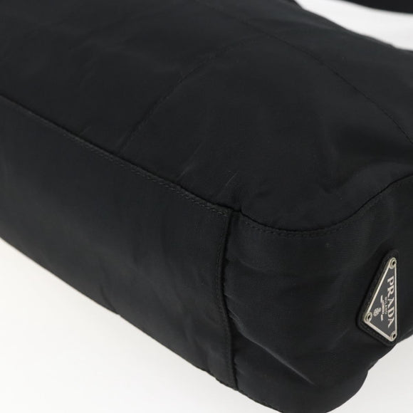 PRADA Tote Bag Nylon Black Silver Auth bs33244