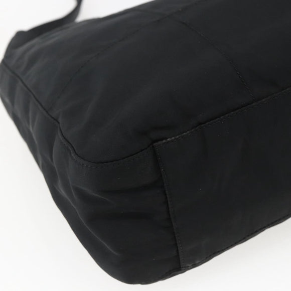 PRADA Tote Bag Nylon Black Silver Auth bs33244