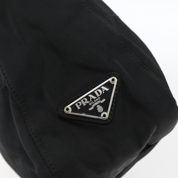 PRADA Tote Bag Nylon Black Silver Auth bs33244