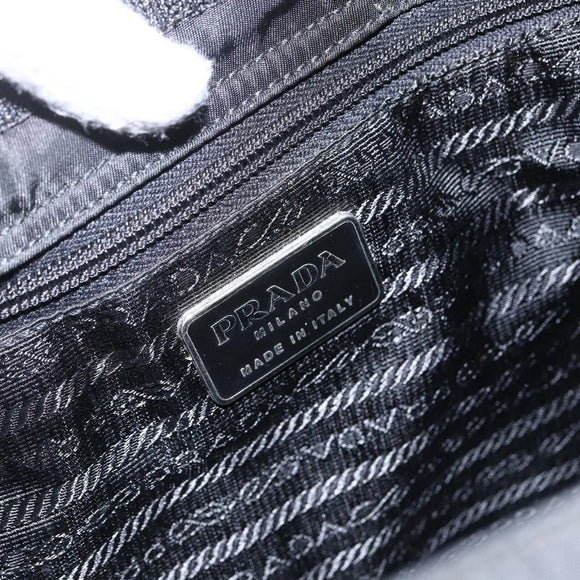 PRADA Tote Bag Nylon Black Silver Auth bs33244